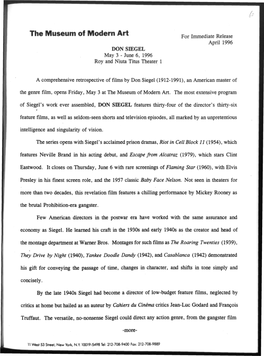 DON SIEGEL May 3 - June 6, 1996 Roy and Niuta Titus Theater 1