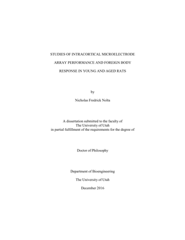 Studies of Intracortical Microelectrode Array