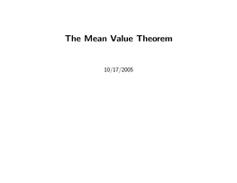 The Mean Value Theorem