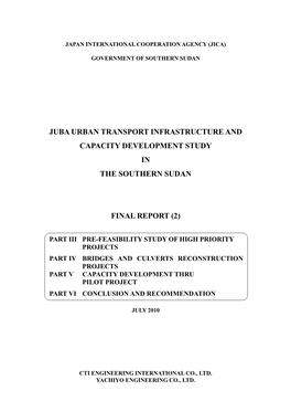 Juba Urban Transport Infrastructure and Capacity Development Study in the Southern Sudan