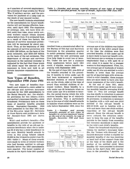 New Types of Benefits, September 1950–June 1951