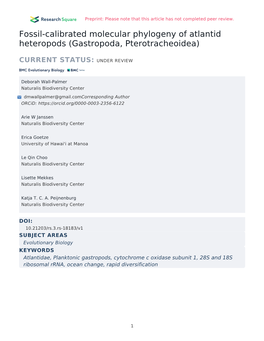 Fossil-Calibrated Molecular Phylogeny of Atlantid Heteropods (Gastropoda, Pterotracheoidea)