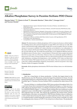 Alkaline Phosphatase Survey in Pecorino Siciliano PDO Cheese