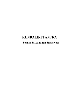 Kundalini Tantra, by Swami Satyananda Saraswati