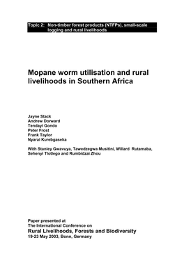 Mopane Worm Utilisation and Rural Livelihoods in Southern Africa