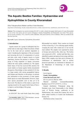 The Aquatic Beetles Families: Hydraenidae and Hydrophilidae in County Khoramabad
