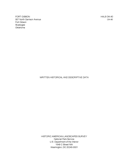 FORT GIBSON HALS OK-40 907 North Garrison Avenue OK-40 Fort Gibson Muskogee Oklahoma