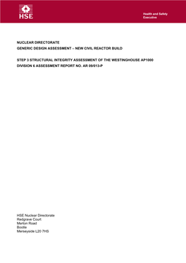 Westinghouse AP1000 GDA Step 3 Structural Integrity Assessment Report