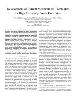 Development of Current Measurement Techniques for High Frequency Power Converters