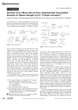 Insertion of an Alkene Into an Ester: Intramolecular Oxyacylation Reaction of Alkenes Through Acyl CÀO Bond Activation** Giang T