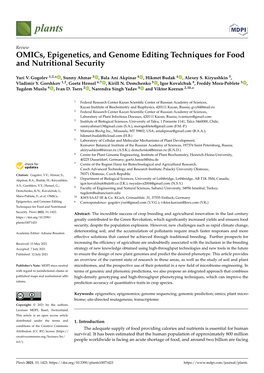 Omics, Epigenetics, and Genome Editing Techniques for Food and Nutritional Security