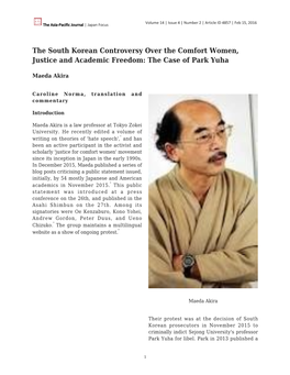 The South Korean Controversy Over the Comfort Women, Justice and Academic Freedom: the Case of Park Yuha