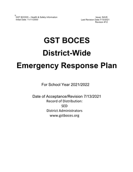 2021-2022 District-Wide Safety Plan