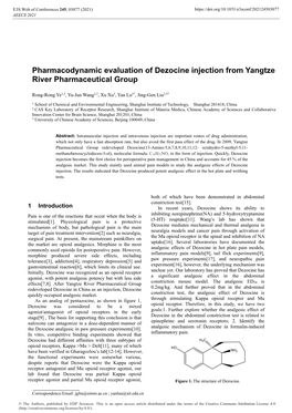 Pharmacodynamic Evaluation of Dezocine Injection from Yangtze River Pharmaceutical Group