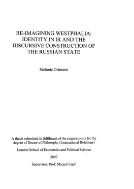 Re-Imagining Westphalia: Identity in Ir and the Discursive Construction of the Russian State