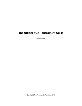 The Official AGA Tournament Guide