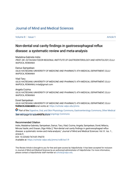 Non-Dental Oral Cavity Findings in Gastroesophageal Reflux Disease: a Systematic Review and Meta-Analysis