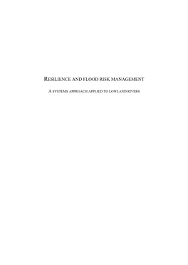 Resilience and Flood Risk Management