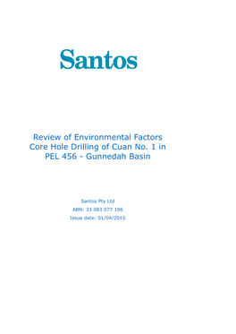 Review of Environmental Factors Core Hole Drilling in Maules Creek Sub