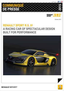 Renault Sport R.S. 01 a Racing Car of Spectacular Design Built for Performance