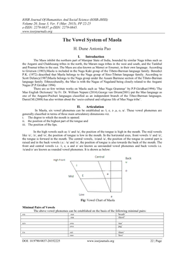 The Vowel System of Maola