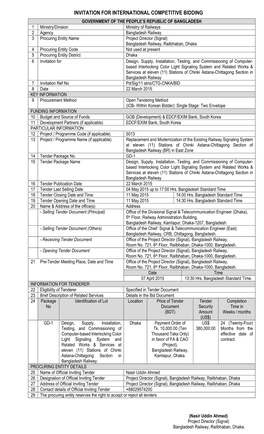 Invitation for International Competitive Bidding