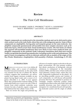 The First Cell Membranes
