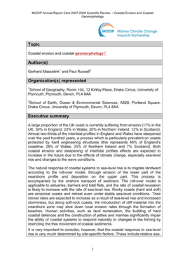 Coastal Erosion and Geomorphology