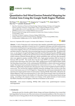 Quantitative Soil Wind Erosion Potential Mapping for Central Asia Using the Google Earth Engine Platform