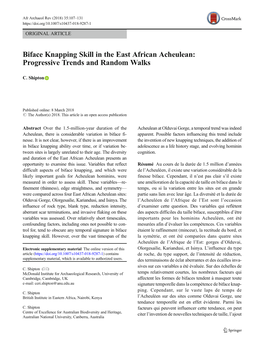 Biface Knapping Skill in the East African Acheulean: Progressive Trends and Random Walks