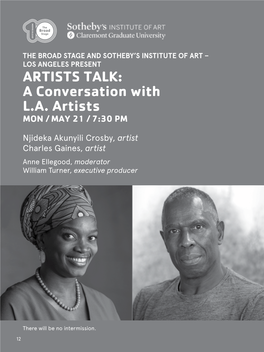 ARTISTS TALK: a Conversation with L.A