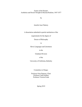 Forms of the Peasant: Aesthetics and Social Thought in Russian Realism, 1847-1877