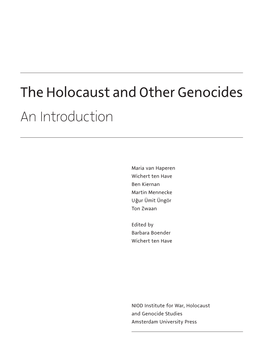 The Holocaust and Other Genocides an Introduction