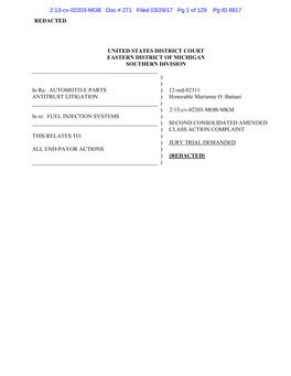 Fuel Injection Systems Second Consolidated Amended Class