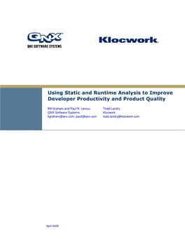Using Static and Runtime Analysis to Improve Developer Productivity And