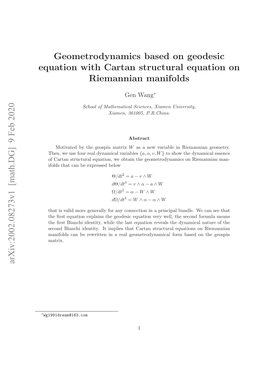 9 Feb 2020 Geometrodynamics Based on Geodesic Equation with Cartan