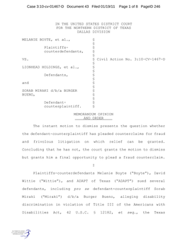 Case 3:10-Cv-01467-D Document 43 Filed 01/19/11 Page 1 of 8 Pageid 246