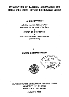 Investigation of Earthing Arrangement for Single Wire Earth Return Distribution System