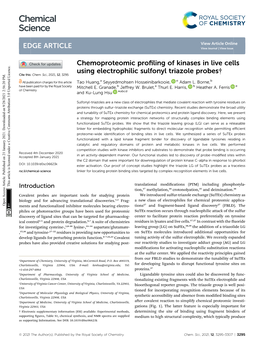 Chemoproteomic Profiling of Kinases in Live Cells Using Electrophilic