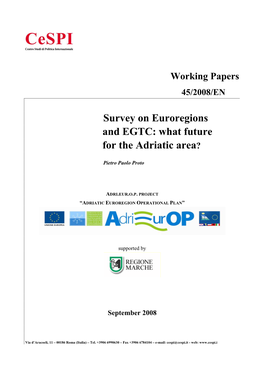 Survey on Euroregions and EGTC: What Future for the Adriatic Area?