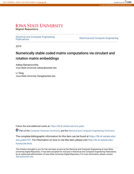 Numerically Stable Coded Matrix Computations Via Circulant and Rotation Matrix Embeddings