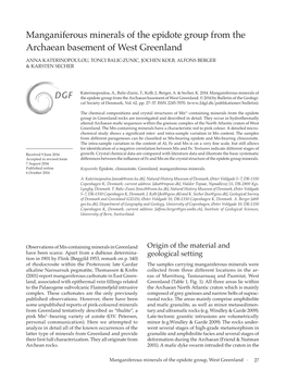 Manganiferous Minerals of the Epidote Group from the Archaean