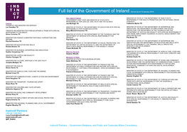 Full List of the Government of Ireland Correct As of 15 January 2018