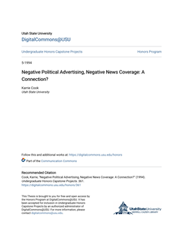 Negative Political Advertising, Negative News Coverage: a Connection?