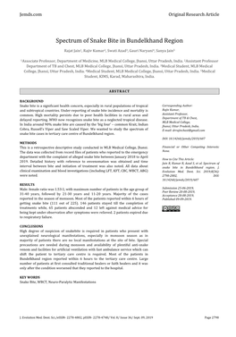 Spectrum of Snake Bite in Bundelkhand Region