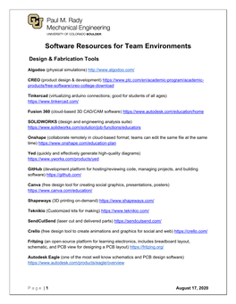 Software Resources for Team Environments