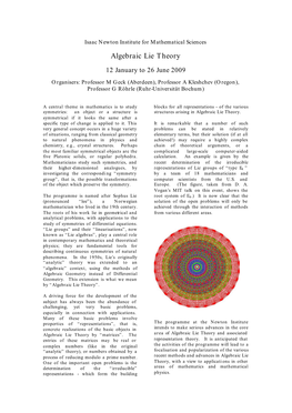 Algebraic Lie Theory