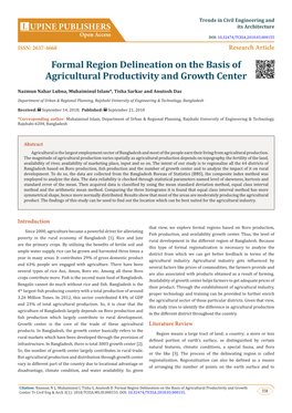 Formal Region Delineation on the Basis of Agricultural Productivity and Growth Center