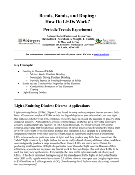 Bonds, Bands, and Doping: How Do Leds Work? Periodic Trends Experiment