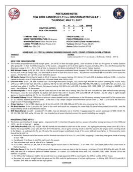 Post-Game Notes